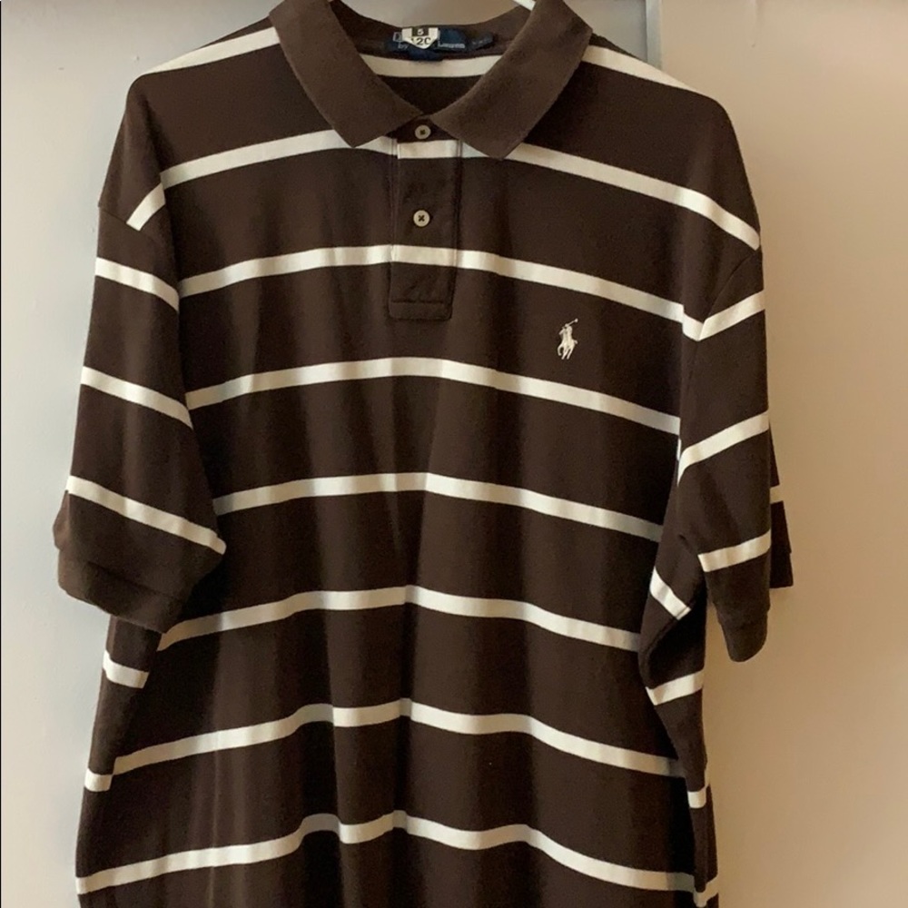 Pin stripe polo rugby brown/white